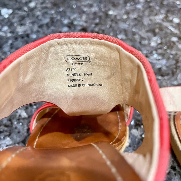 Coach Red Mendez Espadrille Wedge Sandals Sz 8.5 - Picture 6 of 8